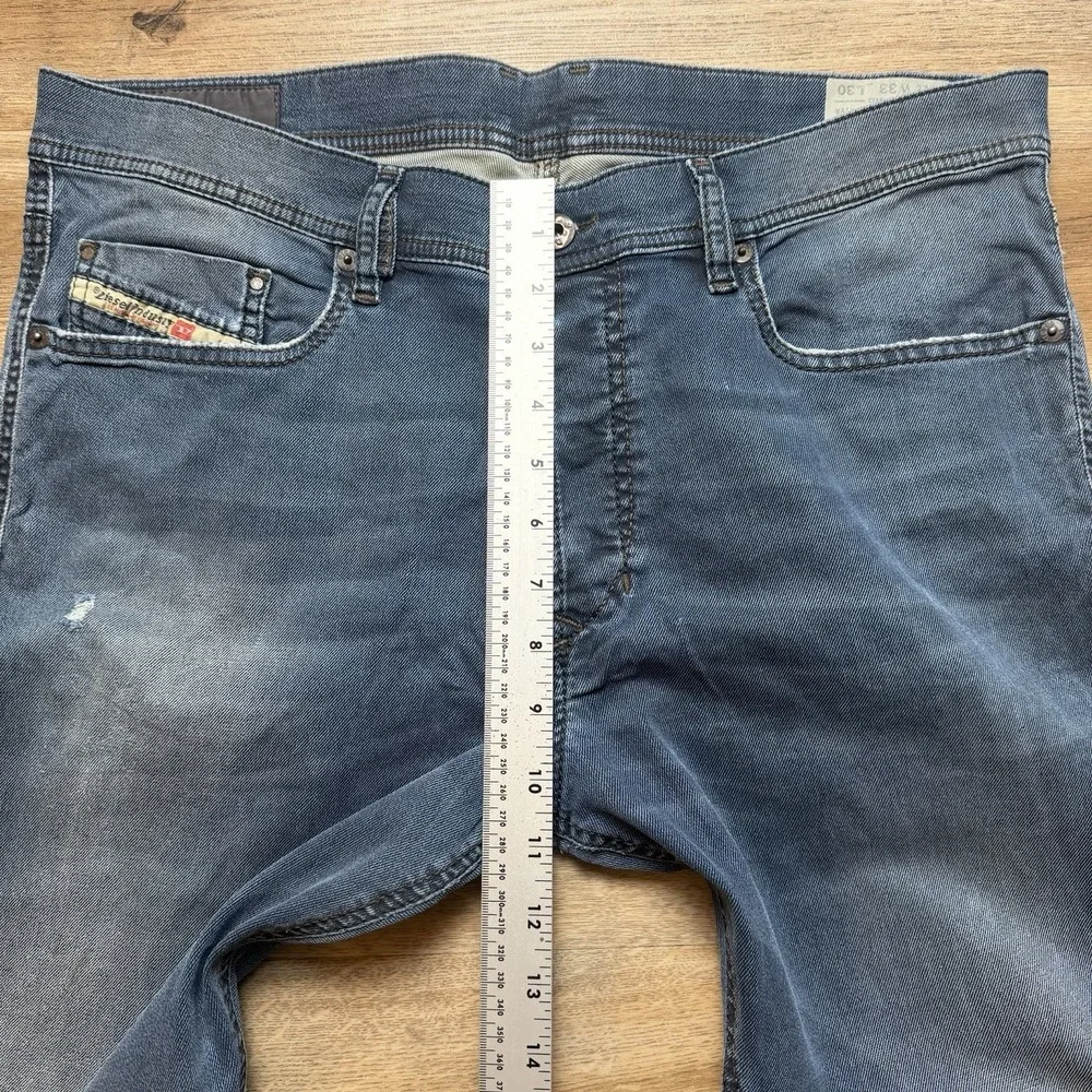 Diesel Tepphar Jeans Men 33x26 Blue Slim Carrot Stretch Dark Wash Distress 0607Y